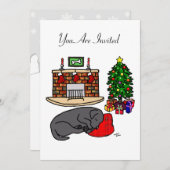 Zwarte labrador Slaapende Kerstfeest Kaart (Voorkant / Achterkant)