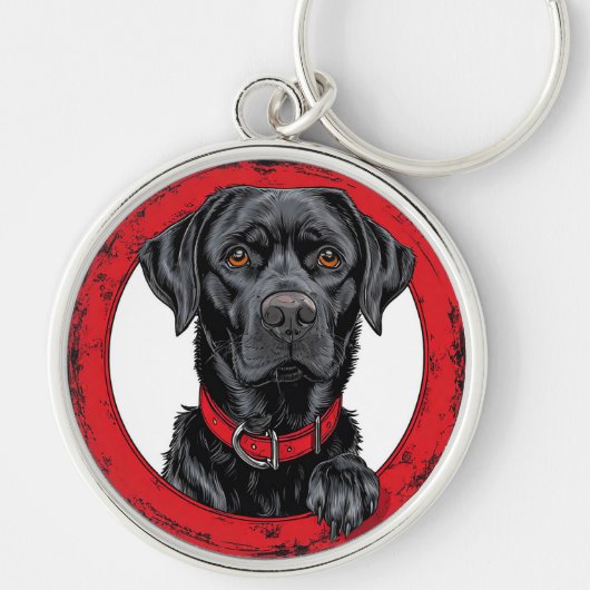 Zwarte labrador sleutelhanger (Voorkant)
