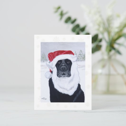 Zwarte Labrador Sneeuwvlokken Kerst Briefkaarten (Staand voorkant)
