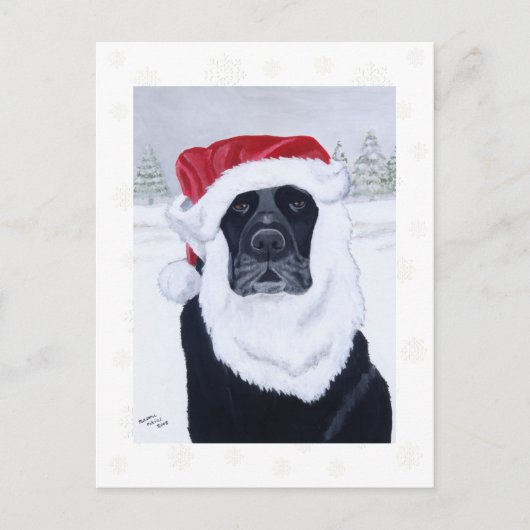 Zwarte Labrador Sneeuwvlokken Kerst Briefkaarten (Voorkant)