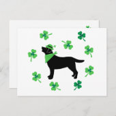 Zwarte Labrador St. Patrick's Day Shamrock Leaves Briefkaart (Voorkant / Achterkant)