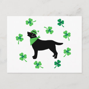 Zwarte Labrador St. Patrick's Day Shamrock Leaves Briefkaart