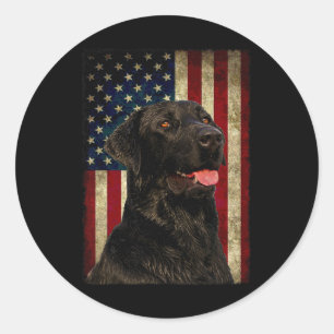 Zwarte Labrador T-shirt cadeau Usa vlag Lab eigena Ronde Sticker