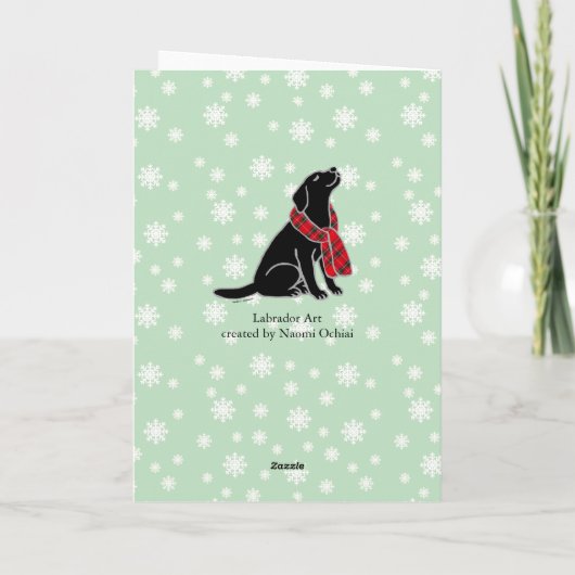 Zwarte Labrador Tartan Sjaal 2 Bedankkaart (Achterkant)