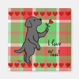 Zwarte labrador Tiny Heart Flower Cartoon Magneet