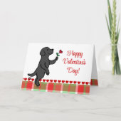 Zwarte labrador Tiny Heart Flower Valentijn Feestdagen Kaart (Voorkant)
