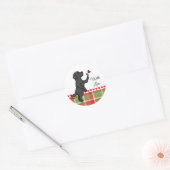 Zwarte labrador Tiny Heart Flower Valentijn Ronde Sticker (Envelop)