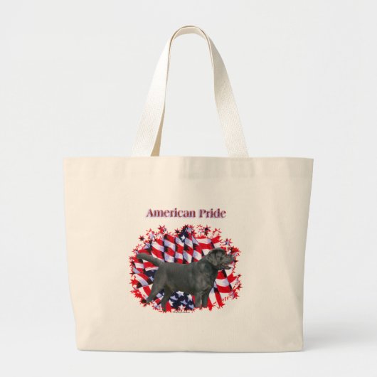 Zwarte labrador trots grote tote bag (Voorkant)