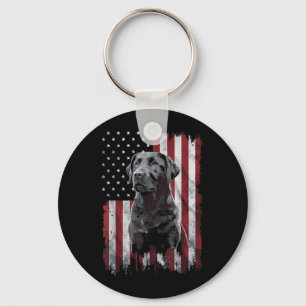 Zwarte Labrador Vader Moeder Amerika 4 juli Sleutelhanger