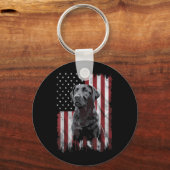 Zwarte Labrador Vader Moeder Amerika 4 juli Sleutelhanger (Voorkant)