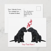 Zwarte Labrador - Valentijn Puppy Kusjes Feestdagenkaart (Voorkant / Achterkant)