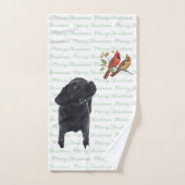 Zwarte labrador vrolijke kerstkardinalen Schattige Bad Handdoek (Handdoek)