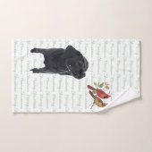 Zwarte labrador vrolijke kerstkardinalen Schattige Bad Handdoek (Handdoek)