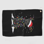 Zwarte Labrador Xmas-hond Kerstboom Licht Klasse Golfhanddoek (Horizontaal)