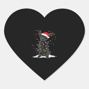 Zwarte Labrador Xmas Hond Kerstboom Lichtklasse Hart Sticker