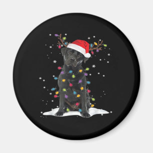 Zwarte Labrador Xmas Hond Kerstboom Lichtklasse Magneet