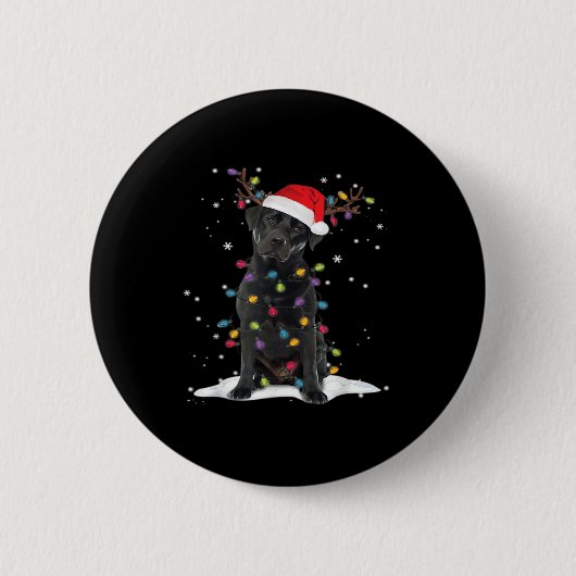 Zwarte Labrador Xmas Hond Kerstboom Lichtklasse Ronde Button 5,7 Cm (Voorkant)