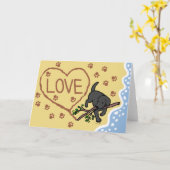 Zwarte Labrador Zandbrieven Wenskaarten Kaart (Gele Bloem)