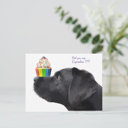 Zwarte Labrador - Zei je Cupcakes - Hond Liefhebbe Briefkaart (Staand voorkant)