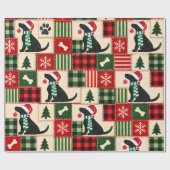Zwarte Labradorkerstornament Patchwork Cadeaupapier (Vlak)