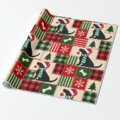 Zwarte Labradorkerstornament Patchwork Cadeaupapier (Uitgerold)