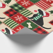 Zwarte Labradorkerstornament Patchwork Cadeaupapier (Hoek)