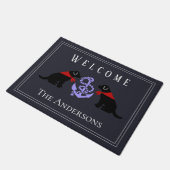 Zwarte labradors en anchor Nautical Doormat Deurmat (Schuin)