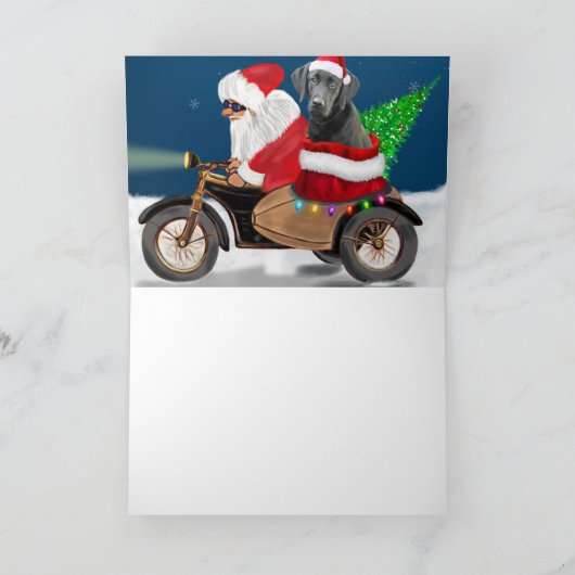 Zwarte Labradors hond Kerstman Santa Claus Kaart (Binnen)