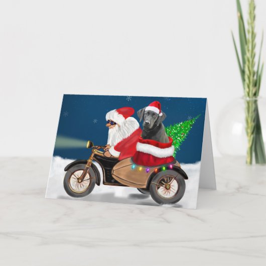 Zwarte Labradors hond Kerstman Santa Claus   Kaart (Voorkant)