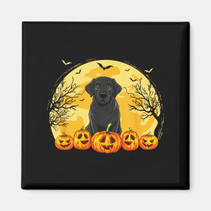 Zwarte Labradors hond pompoenen Halloween kostuum Magneet