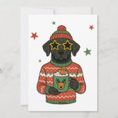 Zwarte Labradors Honden Lelijke Trui Kerstmis Feestdagenkaart (Achterkant)