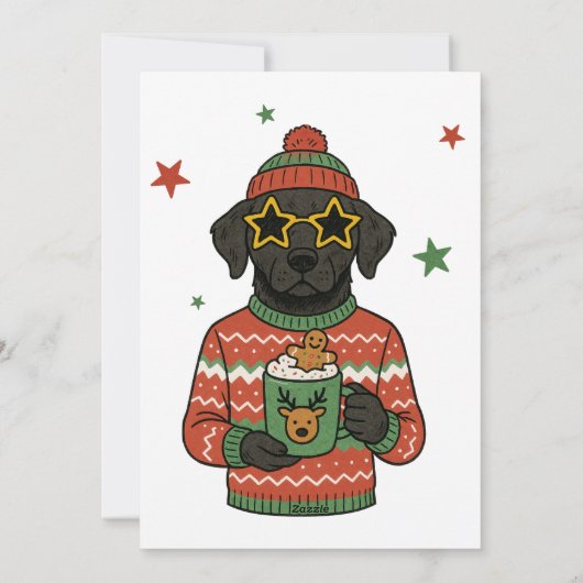 Zwarte Labradors Honden Lelijke Trui Kerstmis Feestdagenkaart (Achterkant)