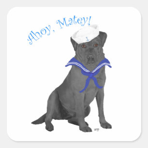 Zwarte Labradors Retriever Sailor Vierkante Sticker