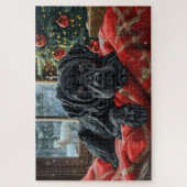 Zwarte Labradorshond Kerst Feestelijk Legpuzzel (Verticaal)