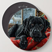 Zwarte Labradorshond Kerst Feestelijk Ronde Button 6,0 Cm (Voorkant /achterkant)