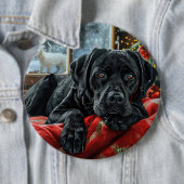 Zwarte Labradorshond Kerst Feestelijk Ronde Button 6,0 Cm (In situ)