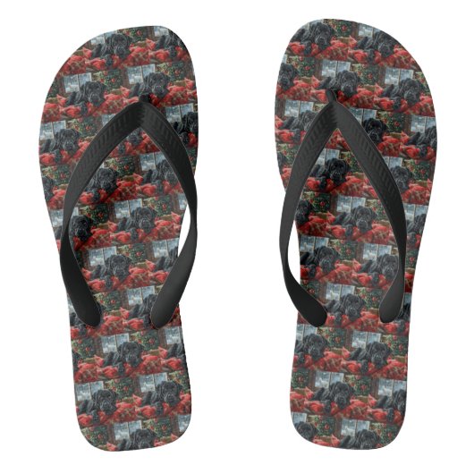 Zwarte Labradorshond Kerst Feestelijk Teenslippers (Voetbed)