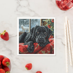 Zwarte Labradorshond Kerstfeest Servet