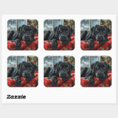 Zwarte Labradorshond Kerstfeest Vierkante Sticker (Vel)