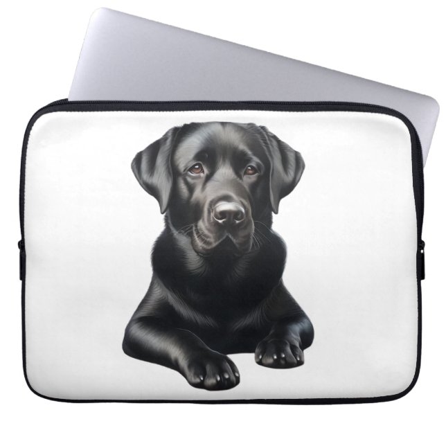 Zwarte Labradorshond Laptop Sleeve (Voorkant)