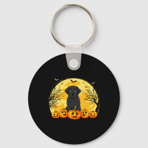 Zwarte Labradorshond Pompoenen Halloween Kostuum H Sleutelhanger