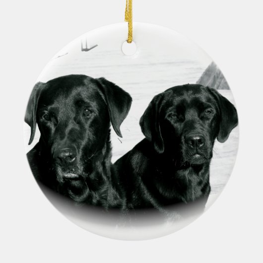 Zwarte labs keramisch ornament (Achterkant)