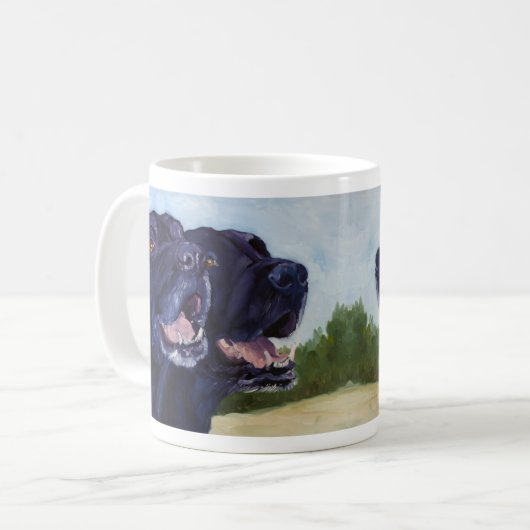 Zwarte labs koffiemok (Voorkant links)