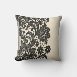  zwarte Lace beige Paris Decor Pillow Kussen