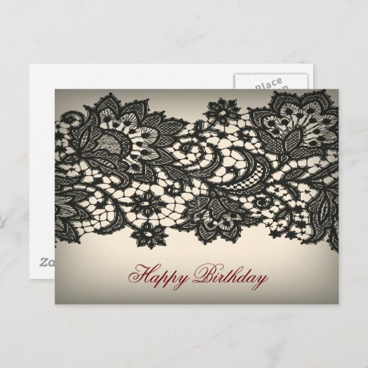 zwarte Lace beige Paris Mode Briefkaart (Voorkant / Achterkant)