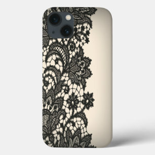  zwarte Lace beige Paris mode iPhone 13 Hoesje