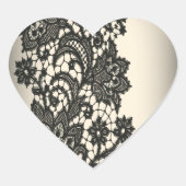  zwarte Lace beige Paris Mode Hart Sticker (Voorkant)