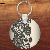  zwarte Lace beige Paris Mode Sleutelhanger (Voorkant)