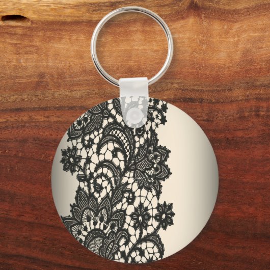  zwarte Lace beige Paris Mode Sleutelhanger (Voorkant)