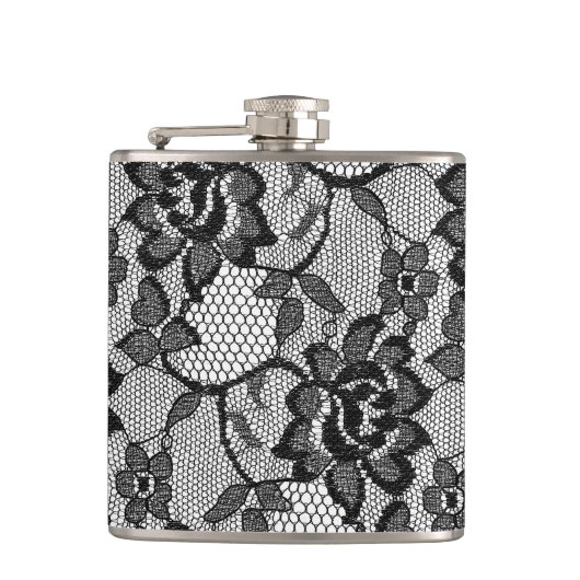 Zwarte Lace Girly Flask Heupfles (Voorkant)